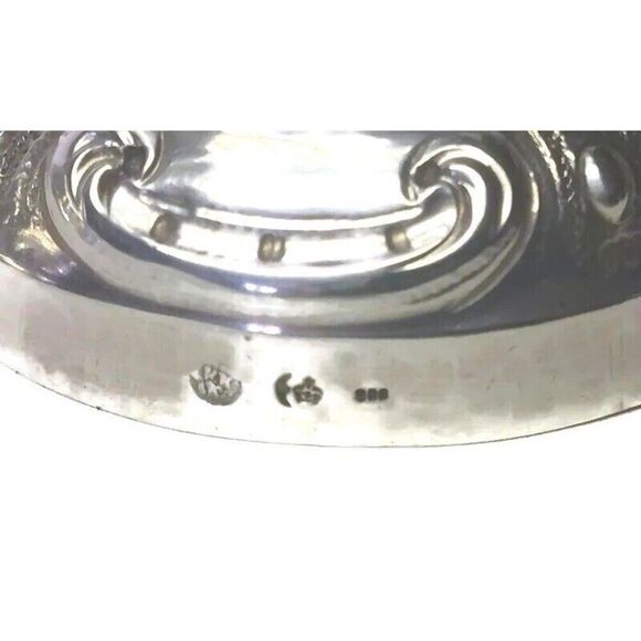 Rare Antique Set of 3 Ornate Rose Vases - Hanau Silver German Rococo 1800s - Picture 11 of 12